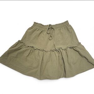 olive green fairycore tiered ruffle skirt